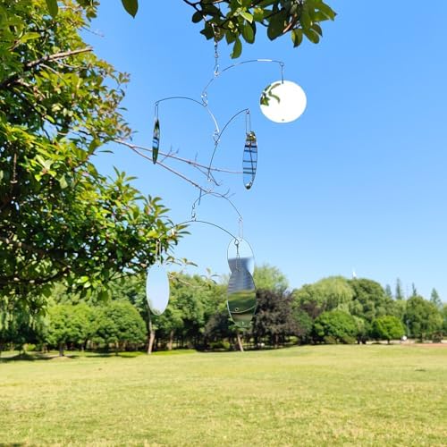 DIY Hanging Mirror Outdoor Wind-Chime Bird Deflector