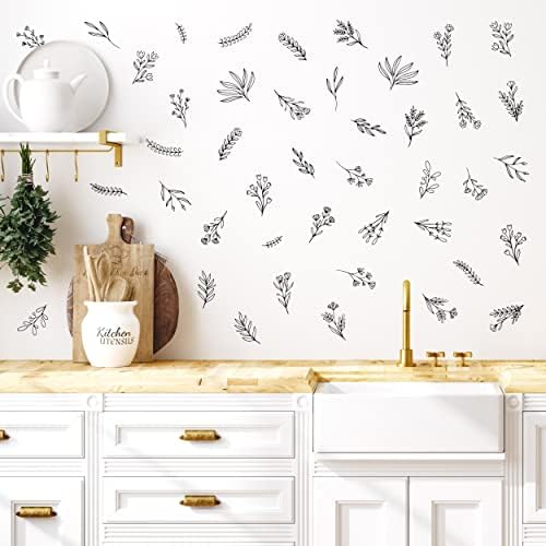 Small Black Flowers Peel and Stick Wall Decals Set of 88