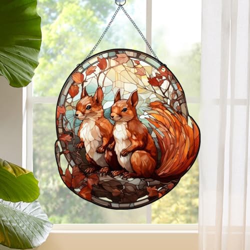 Stained Acrylic Window Squirrel Decor Suncatcher