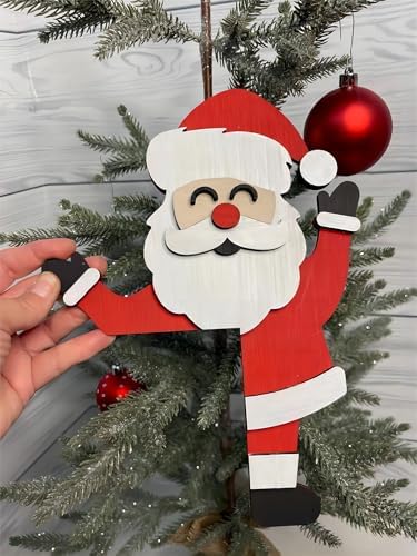 2024 Wooden Christmas Door Topper with Santa and Reindeer Design