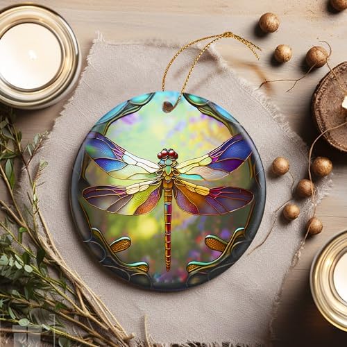 Dragonfly Christmas Ornaments 2025 Durable Ceramic Hanging Decor