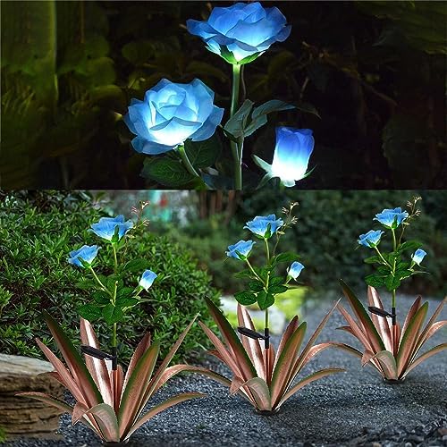 TOMBABY Solar Agave Metal Garden Statue Outdoor Decor