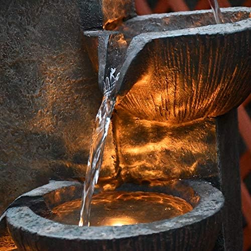 SunJet 5-Tier Outdoor Resin Fountain with LED Lighting