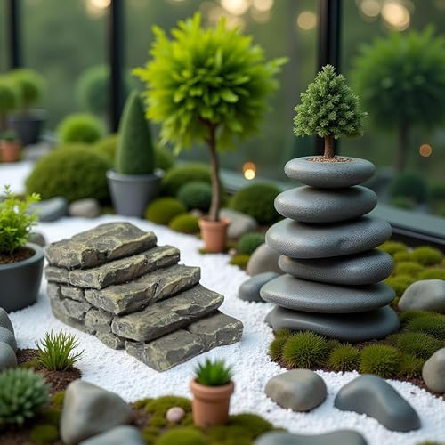 Gray Resin Outdoor Bridge Stairs Garden Statue