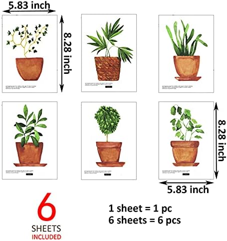 Maydahui 6 Sheets Green Plant Wall Decals for Decor