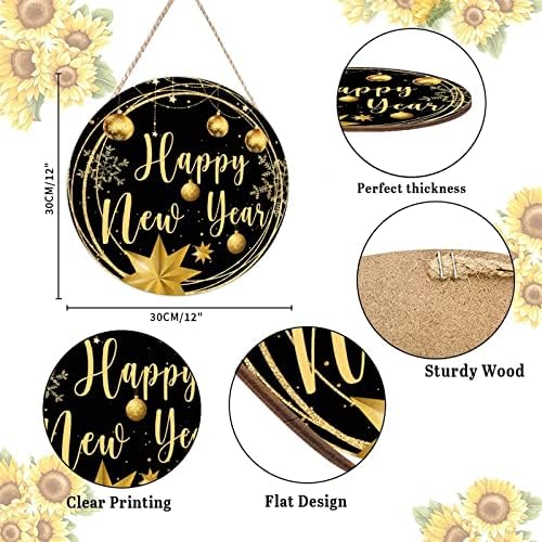 Gold Christmas Ornament Wood Door Hanger 12x12in