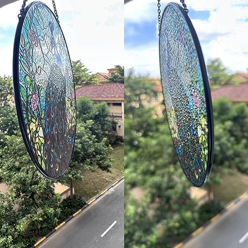 78 Incher Peacock Suncatcher Stained Glass Decor
