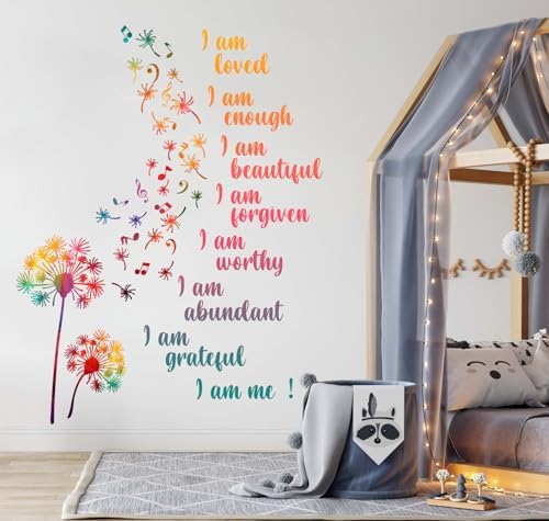 Colorful Dandelion Wall Stickers Motivational Quotes DIY Art