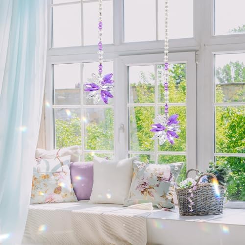 Crystal Suncatcher Flower 13 Inch Hanging Decor Prism