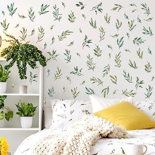 Green Leaves Wall Stickers Boho Botanical Tree Leaf Wall Decals