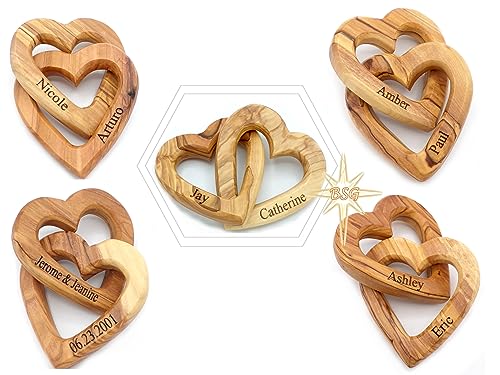 Customized Wooden Interlocking Heart Decor
