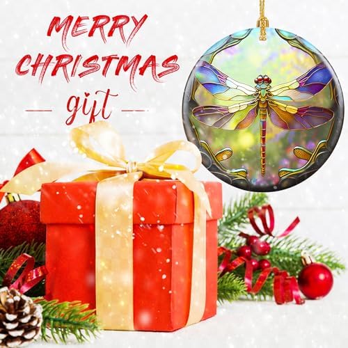 Dragonfly Christmas Ornaments 2025 Durable Ceramic Hanging Decor