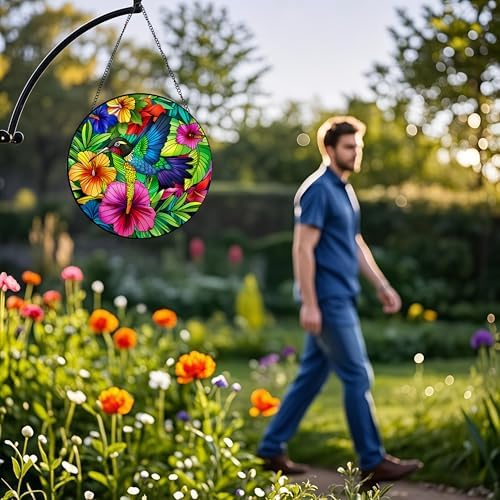 Voyakolo Hummingbird Stained Glass Window Hanging 1