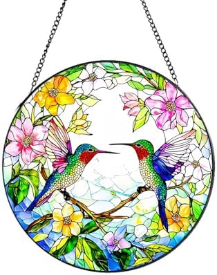 Hummingbird Stained Glass Window Suncatcher 787 Inch Round Decor