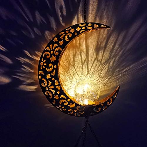 Retro Moon Wind Chimes Solar Lights Outdoor Decor