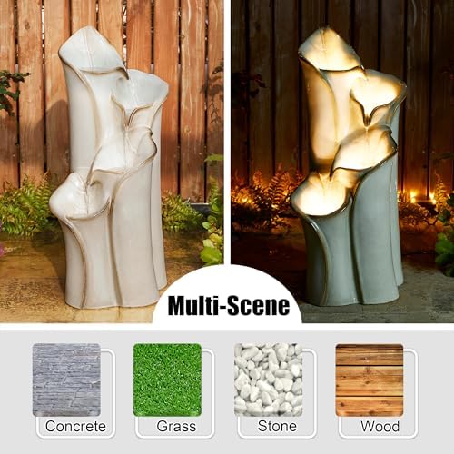 Glitzhome 3125 H Outdoor Water Fountain with LED Lights and Pump