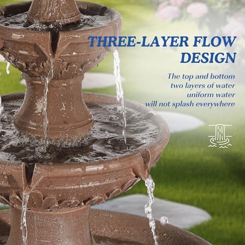 TOBYUL Italian Style 3-Tier Freestanding Water Fountain