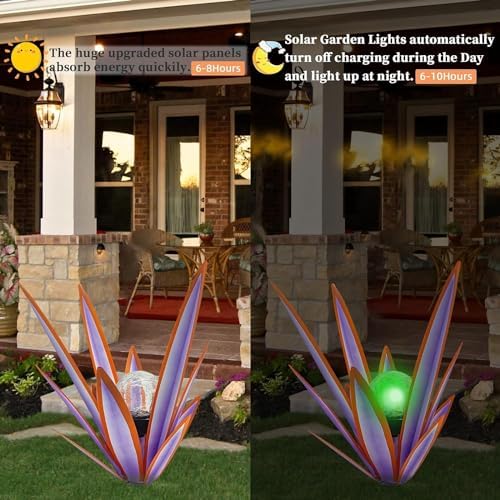 Rustic Metal Agave Garden Sculpture 2 Pack