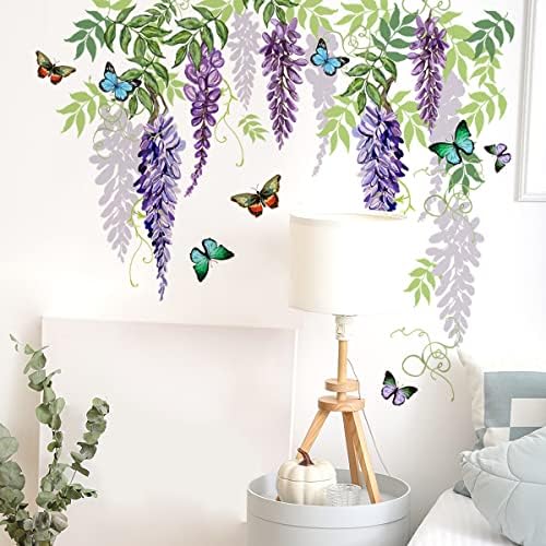 HUANLE Wisteria Flower Wall Sticker for Kids Bedroom