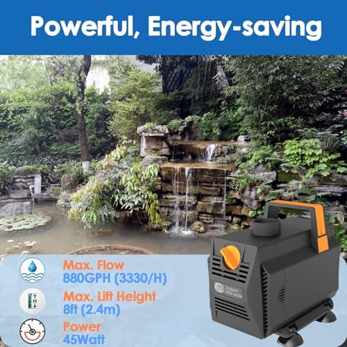 AquaMiracle 880GPH Submersible Pond Pump with Flow Control