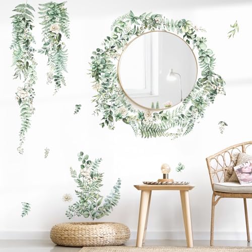 decalmile Large Hanging Vines Wall Decals Green Plants Tropical Leaves Wall Stickers