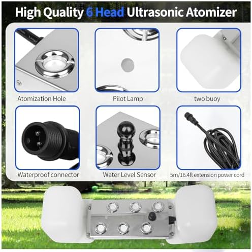 Ultrasonic Mist Maker 6 Head Fogger with Float IP67 Waterproof