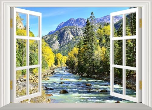 Fightal Landscape Fake Window Wall Sticker Mural