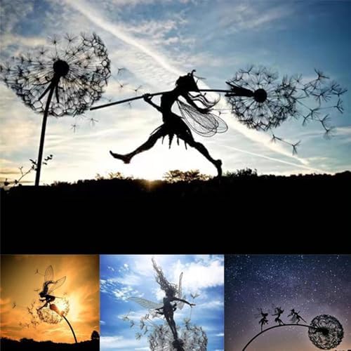 Flower Fairy Dancing Dandelion Garden Sculpture Outdoor Statue