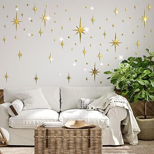 Easma 3D Gold Star Mirror Wall Decal