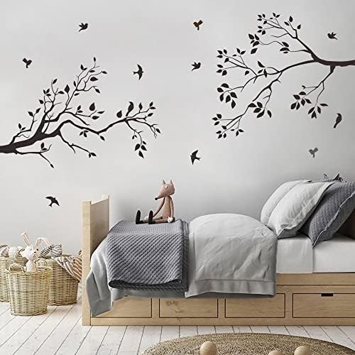 Runtoo Black Tree Branches and Birds Wall Decals