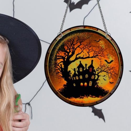Haunted Acrylic Window Hanging Ghost Castle Halloween Decor