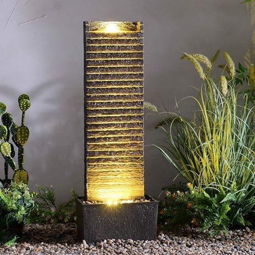 Vintage Rock Water Fountain with LED Light