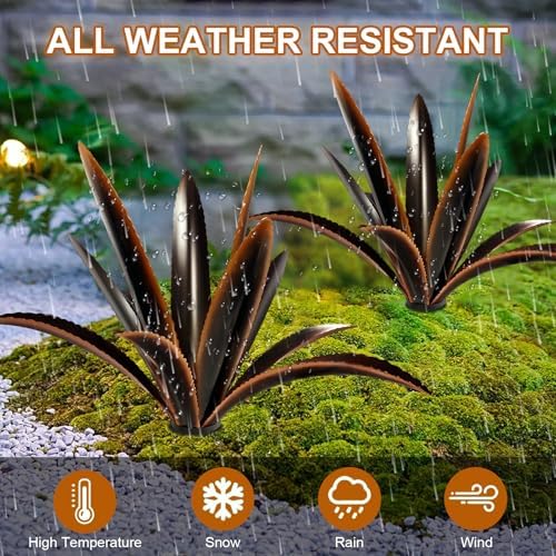 TOMBABY Agave Garden Statue 12 Leaves Black Outdoor Decor