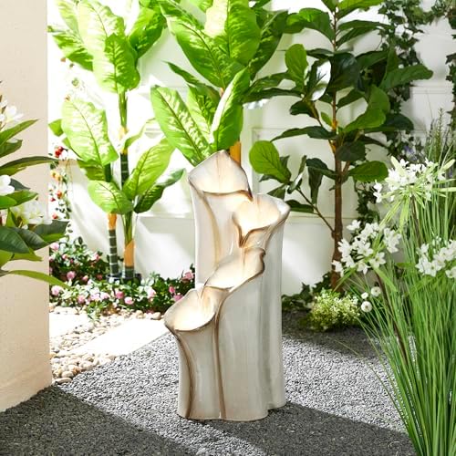 Glitzhome 3125 H Outdoor Water Fountain with LED Lights and Pump