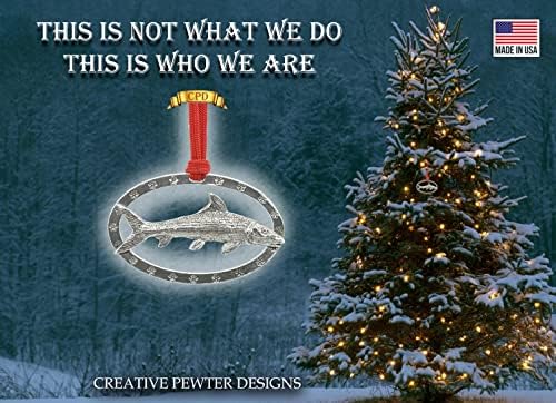 Handcrafted Antique Pewter Bonefish Hanging Ornament for Christmas Trees and Wreaths