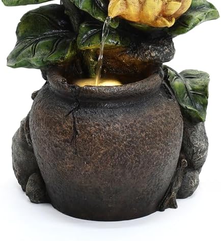LuxenHome 28 Inch Tall Outdoor Water Fountain with LED Light