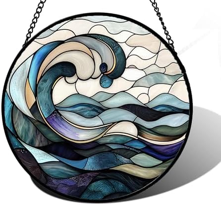 DASTOLL Stained Glass Window Hanging 63 in