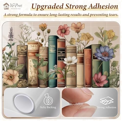 Large Flowers Books Wall Decals Peel and Stick