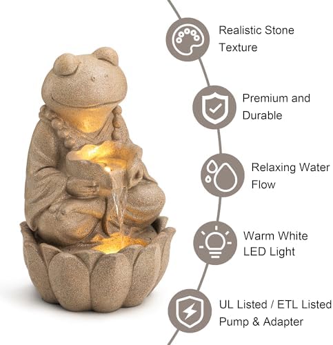 Glitzhome Outdoor Frog Statue Decor 22 H Zen Style