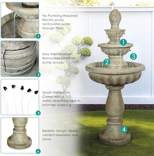 SunJet 425 Inch 3-Tier Modern Concrete Fountain