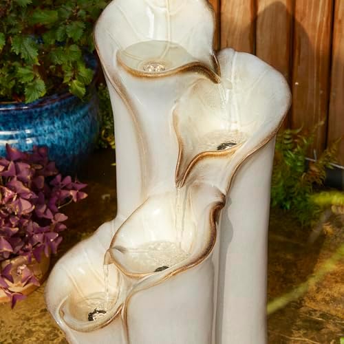 Glitzhome 3125 H Outdoor Water Fountain with LED Lights and Pump