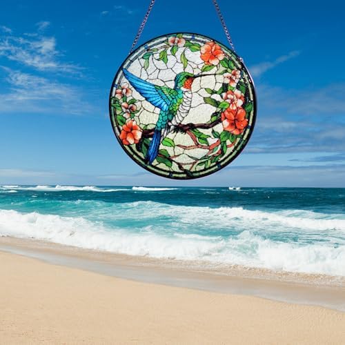 Cute Handmade Hummingbird Stained Glass Window Hanging 1