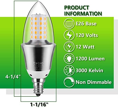 Tebio E12 Base LED Bulbs 8 Pack Warm White 3000K