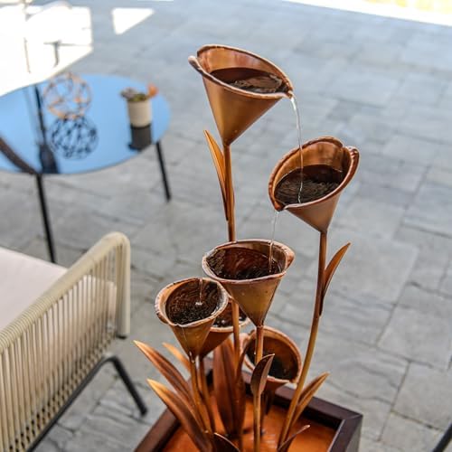 XBrand Freestanding Multi-Tiered Bronze Flower Fountain 46 Tall