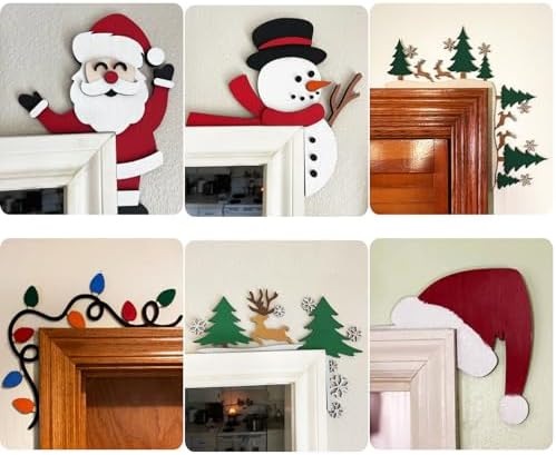 2024 Wooden Christmas Door Topper with Santa Decor