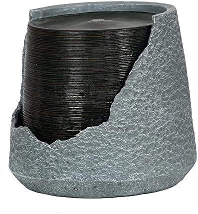 Modern Polyresin Water Fountain with Light Gray
