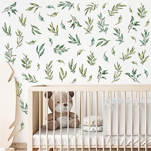 Green Leaves Wall Stickers Boho Botanical Tree Leaf Wall Decals
