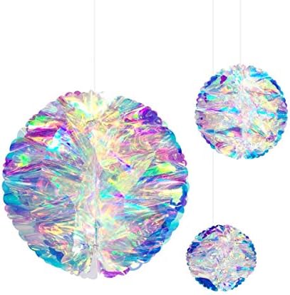 Iridescent Honeycomb Ball Hanging Decorations for Party and Wedding