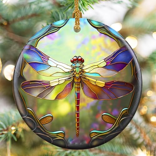 Dragonfly Christmas Ornaments 2025 Durable Ceramic Hanging Decor