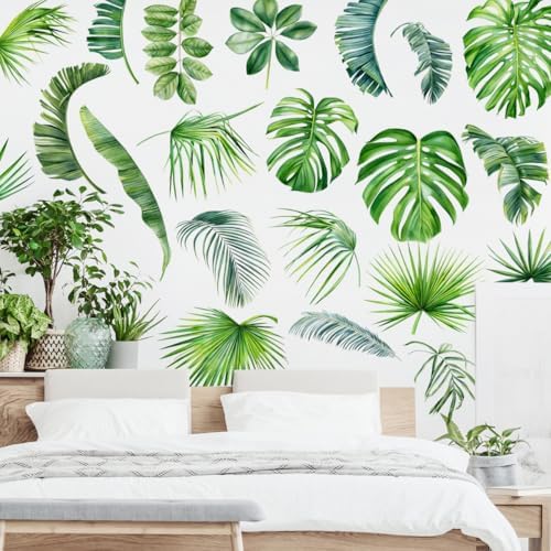 MEFOSS Removable Green Monstera Leaf Wall Decals